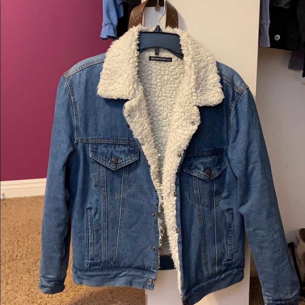 blue fluffy jean jacket